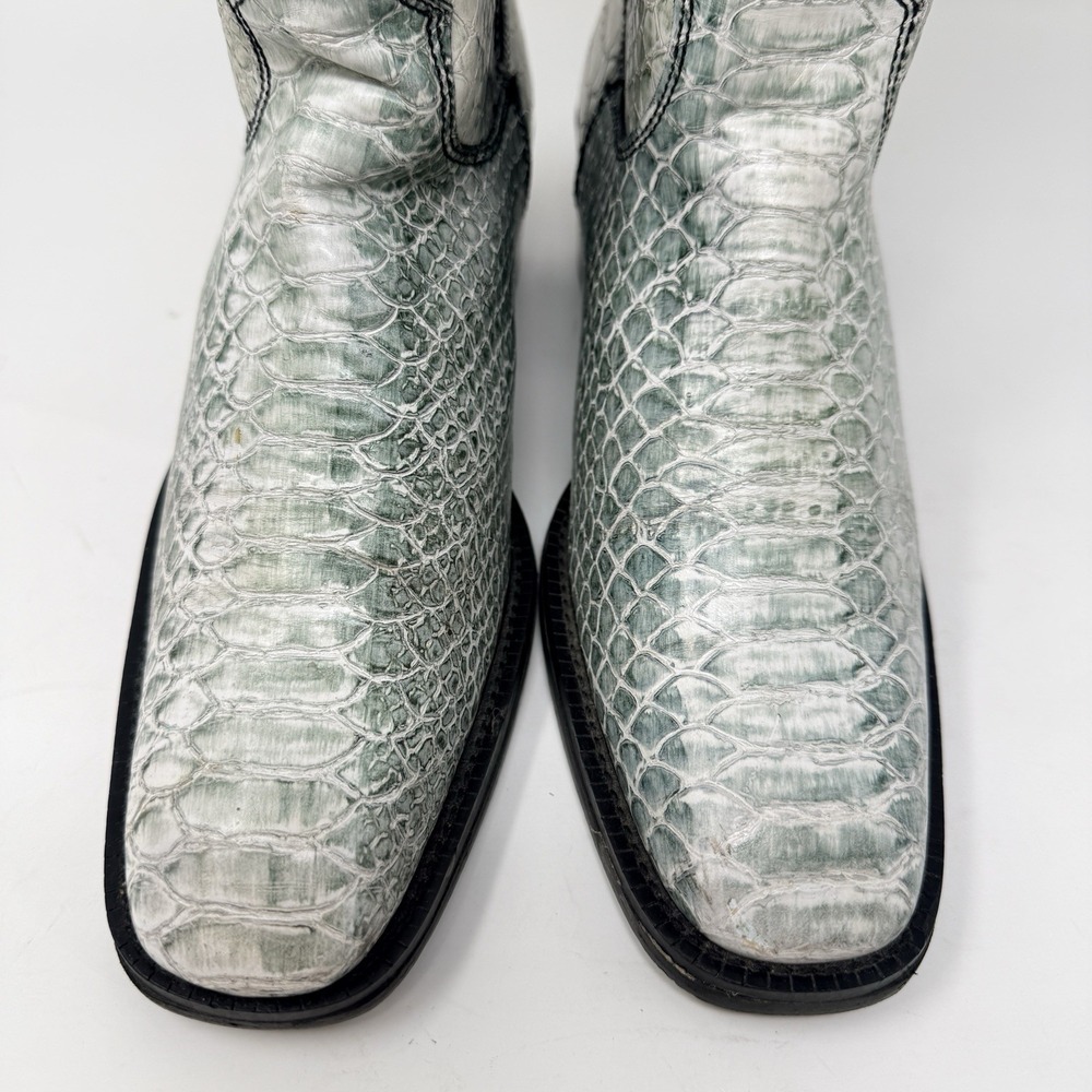 Vintage Tony Lama Vaquero Python Exotic Cowboy Boots Women 8.5 M Western Y2K - Picture 4 of 13